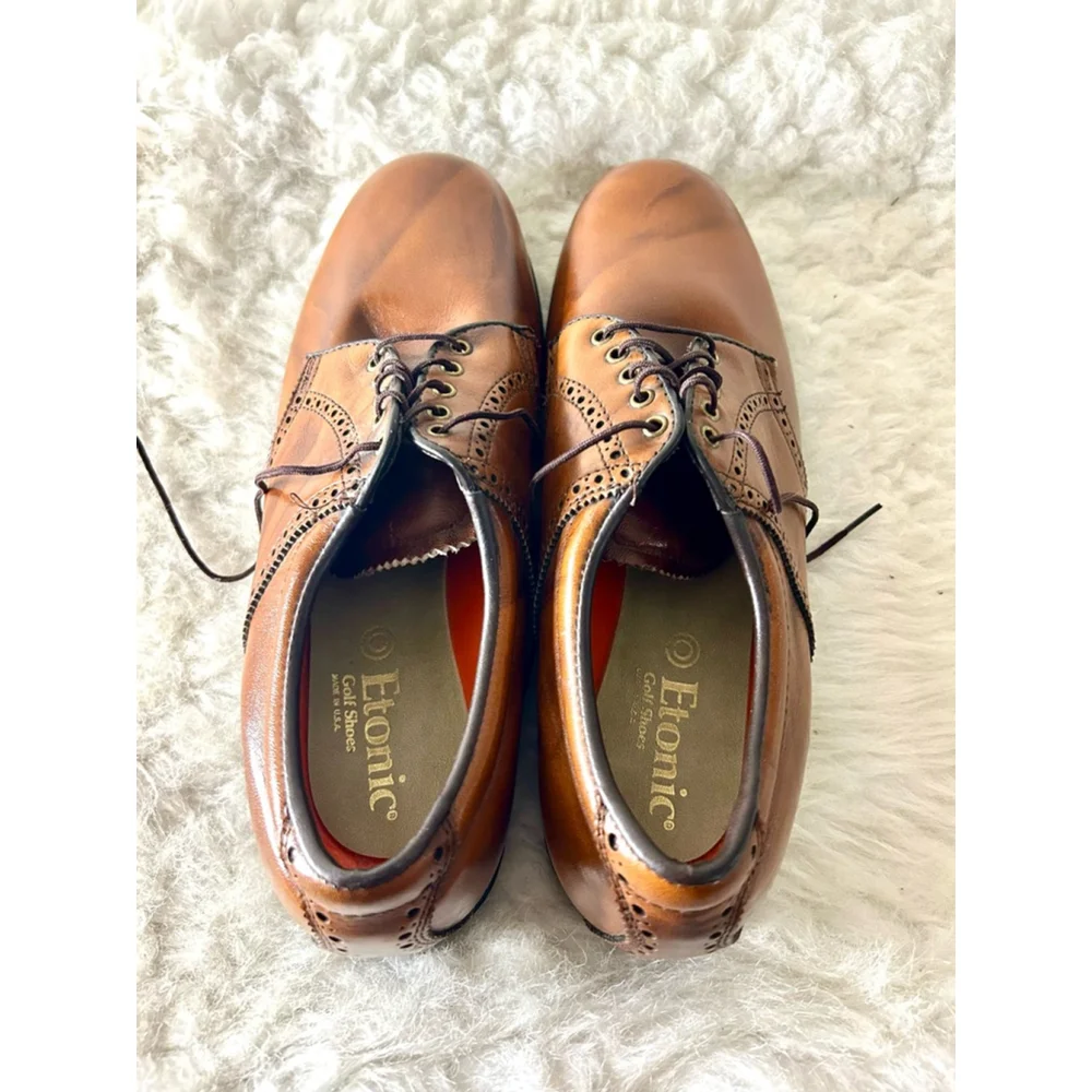 Vintage Etonic Professional Golf Shoes Leather Brown Oxford Men Size 10.5